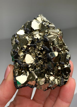 Mirror-like Luster Pyrite Crystals ! From Huanzala, Peru