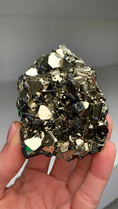 Mirror-like Luster Pyrite Crystals ! From Huanzala, Peru