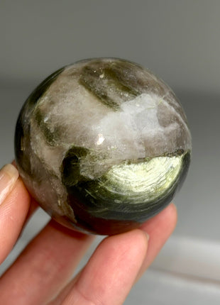 Rare Green Lepidolite with Quartz Sphere