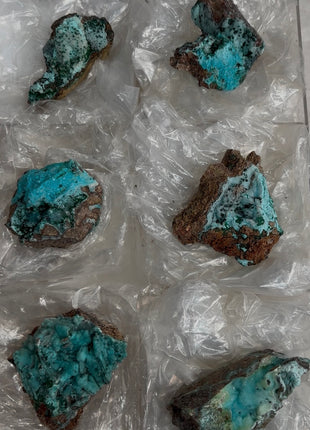 6 Pieces ! Druzy Blue Chrysocolla Lot