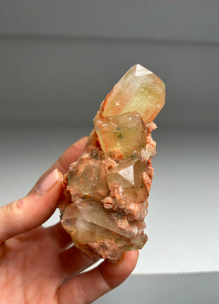 Green Apophyllite with Pink Scolecite