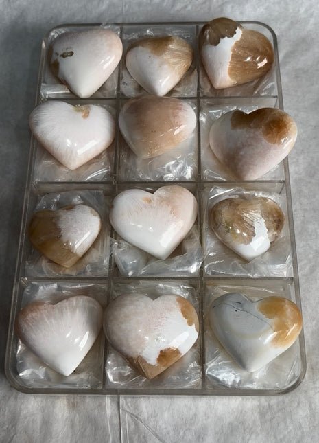 12 Pieces ! Pink Stilbite with Scolecite Hearts Lot