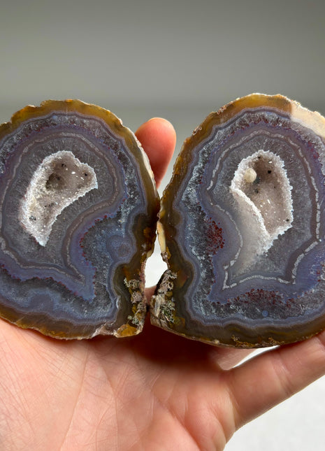 Rare ! Sumatra Agate Geode Pair