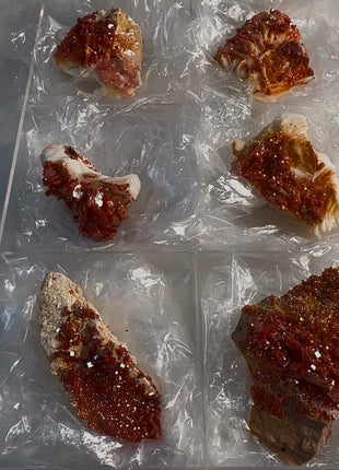 6 Piece Lot ! High Grade Red Vanadinite Specimens