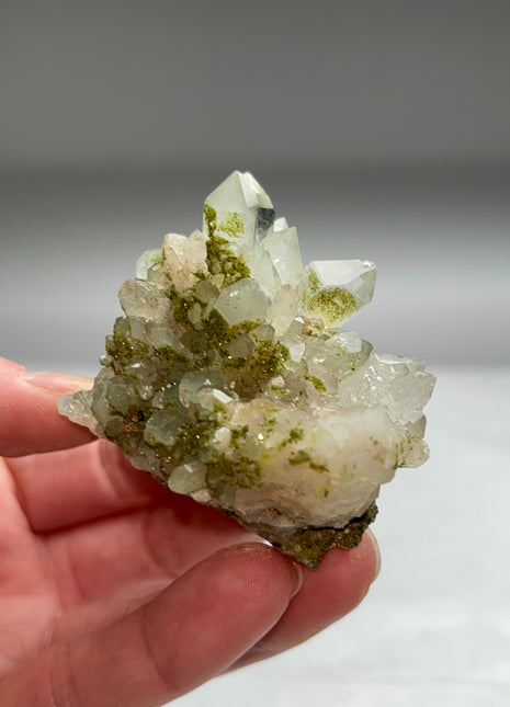 New ! Druzy Green Epidote with Quartz