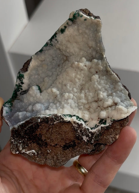 Magical ! Snow Chalcedony with Malachite