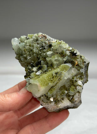 Druzy Green Epidote with Quartz
