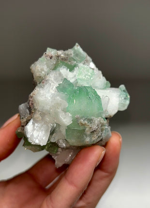 Green Apophyllite with Stilbite, Chalcedony