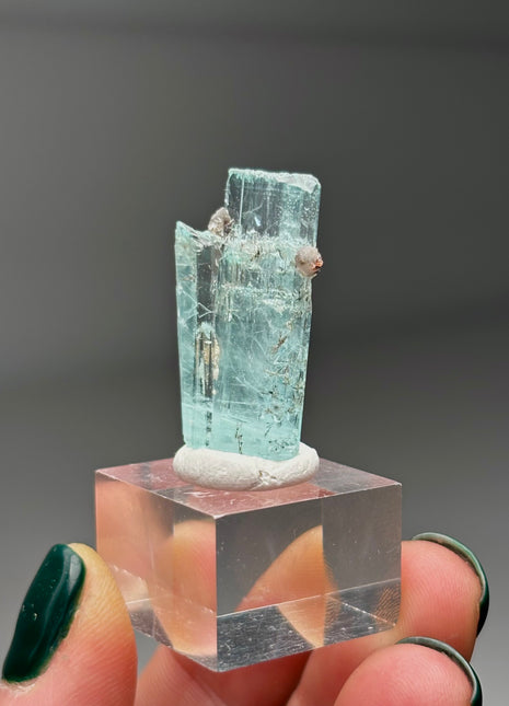 Blue Aquamarine with Garnet