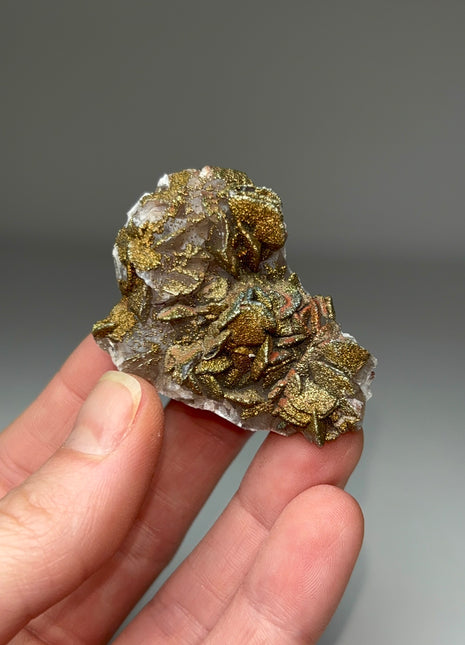 New Arrival ! Rainbow Pyrite with Calcite