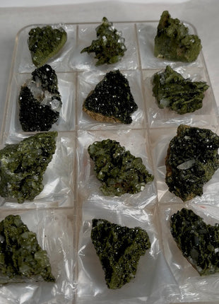 12 Pieces ! High Grade Forest Epidote with Quartz Lot