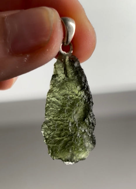 Green Moldavite 925 Silver Pendant PM0494