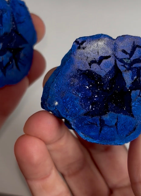 Blue Azurite Geode Pair