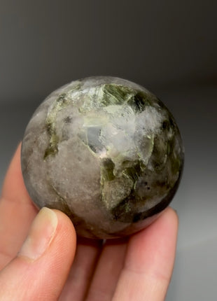 Rare Green Lepidolite with Quartz Sphere