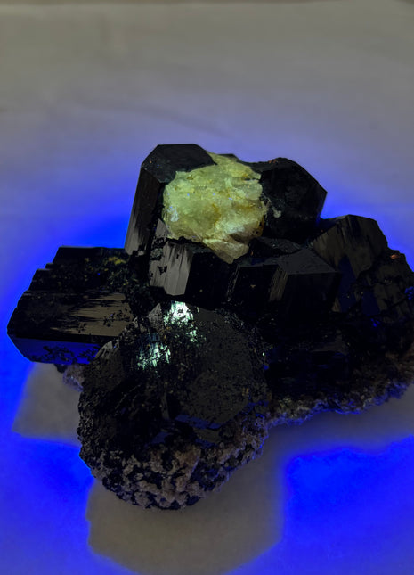 Black Tourmaline with Hyalite Opal - From Erongo, Namibia