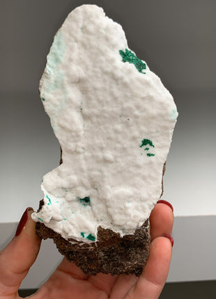 Snow Chalcedony with Green Malachite - Kalume, Congo