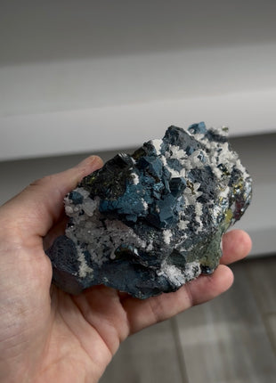 Metallic Blue Sphalerite with Quartz Specimen