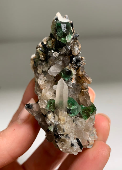 Lollypop Fluorite w/ Quartz, Black Tourmaline - From Erongo, Namibia