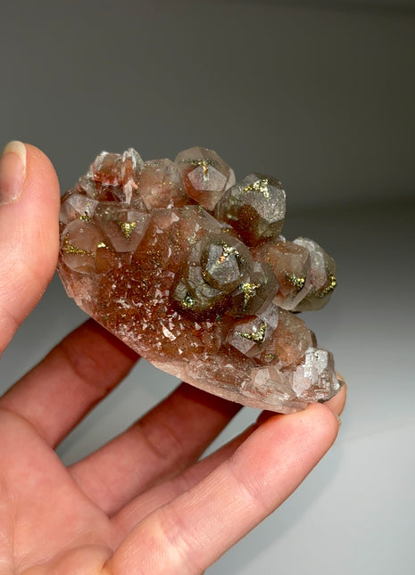 Red Calcite with Chalcopyrite