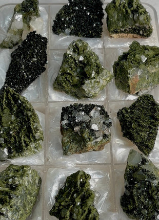 12 Pieces ! Very High Grade Forest Epidote with Quartz Lot