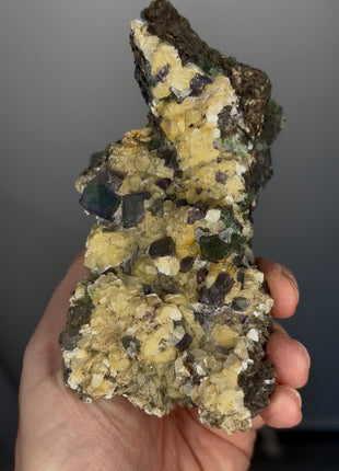 Green Purple Fluorite with Yellow Mica from Namibia
