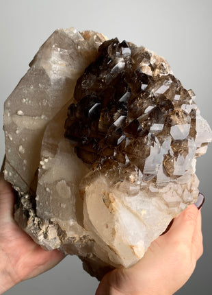 Wow !! Elestial Smoky Quartz with Terminated White Quartz - From Namibia 🔥🔥 *