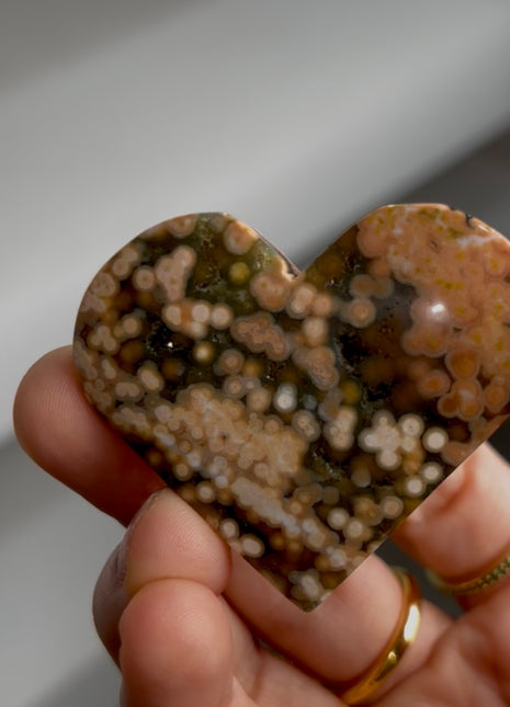 Pink Orbicular Ocean Jasper Heart