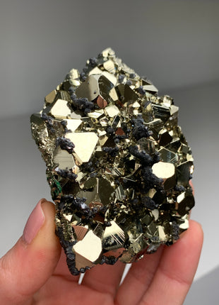 Mirror-like Luster Pyrite Crystals ! From Huanzala, Peru