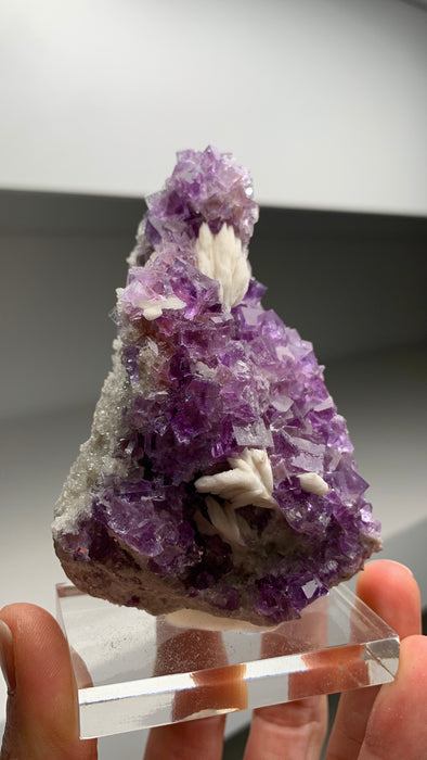 Purple Fluorite with Barite Rose - From Berbes, Spain