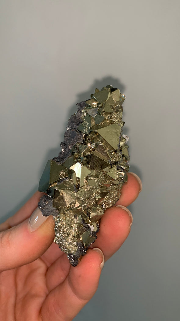 Octahedral Pyrite from Huanzala, Peru