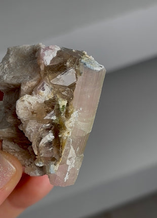 Blue Cap Tourmaline with Smoky Quartz
