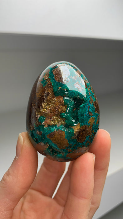 Green Dioptase with Mimetite Geode Egg !