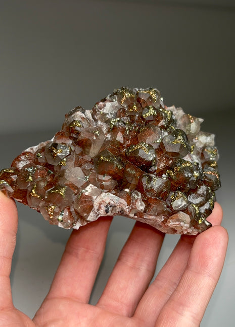 Red Calcite with Chalcopyrite