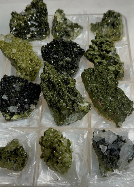 12 Pieces ! High Grade Forest Epidote with Quartz Lot