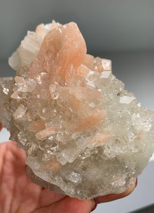 Pink Stilbite with Lustrous Apophyllite