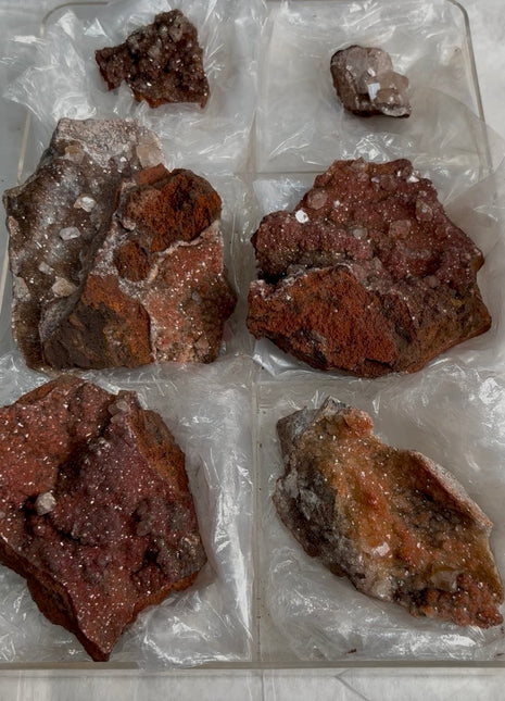 6 Pieces ! Diamond Calcite with Red Calcite Specimens Lot