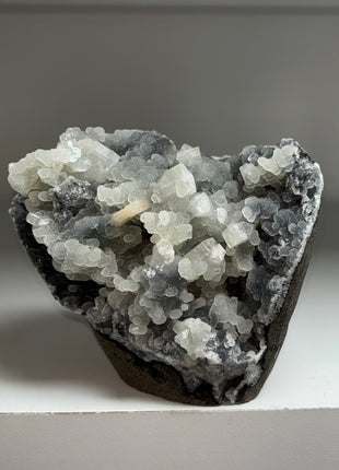 Druzy Blue Chalcedony Geode with Apophyllite
