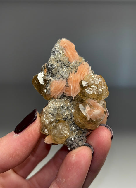 Cerussite with Orange Barite Flowers