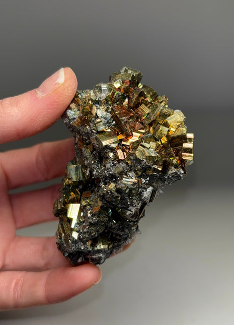 High Grade Iridescent Pyrite with Quartz