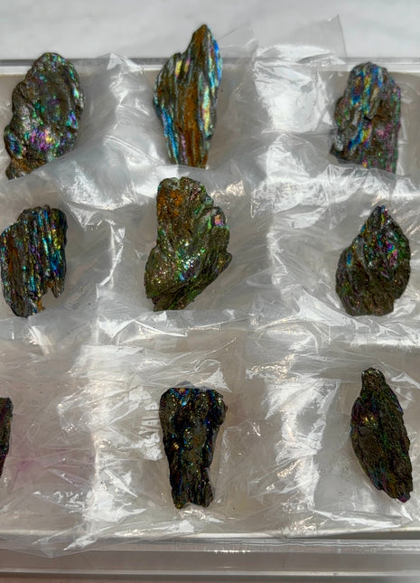 9 Pieces ! Iridescent Rainbow Hematite Lot. 1992 find