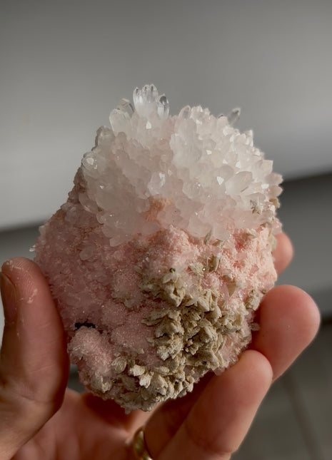 Pink Rhodocrosite with Quartz from Romania Collection # 790