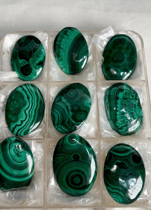 High Grade Malachite Palmstone Lot ! 9 Pieces