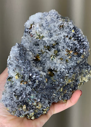 Rainbow Pyrite with Quartz - Borieva mine, Rhodope Mtns