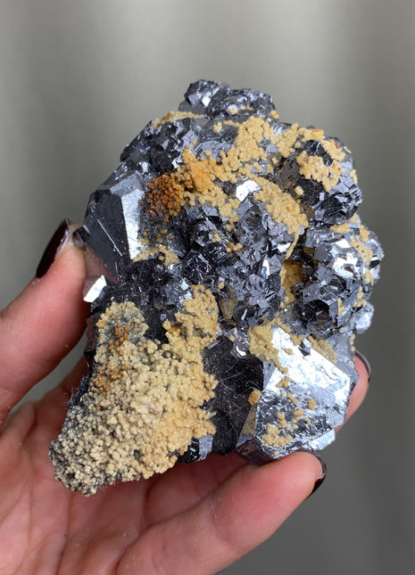 Lustrous Galena with Calcite, Boulangerite - From Trepca Mine, Kosovo