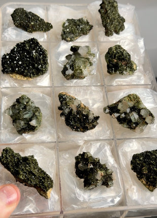 12 Pieces ! High Grade Forest Epidote with Quartz Lot