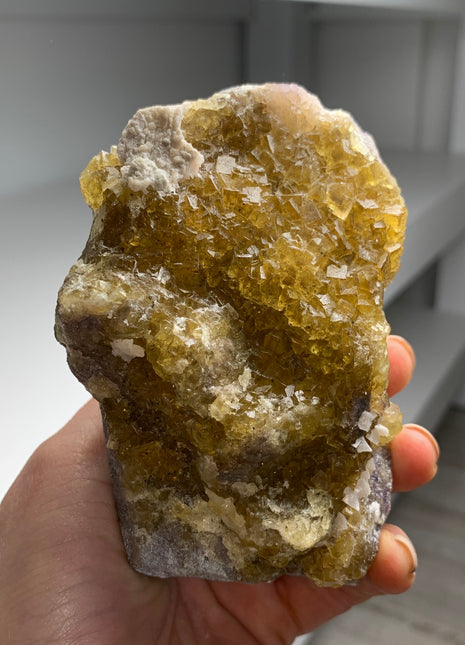 Yellow Fluorite with White Dolomite - From Spain