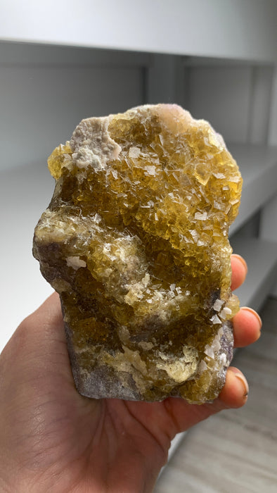Yellow Fluorite with White Dolomite - From Spain