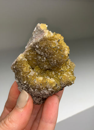 Cubic Yellow Fluorite with Pyrite - From Spain