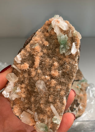 Wow !! Orange Heulandite with Green Apophyllite and Cream Stilbite Lot - 4 Pieces ✨