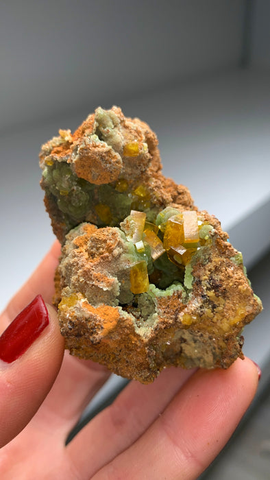Orange Wulfenite with Rich Green Mimetite from Ojuela mine - 6 Piece Lot !